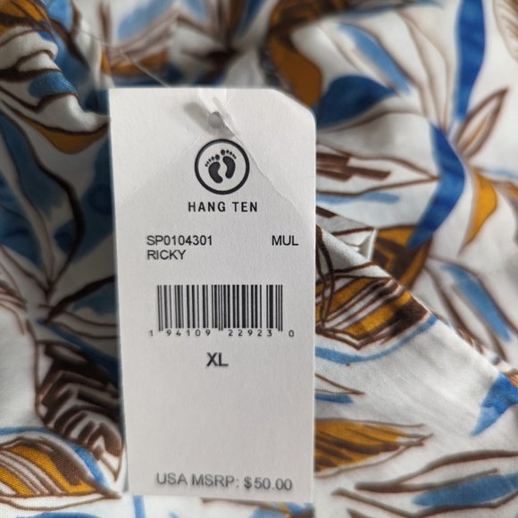 Hang Ten Mens Short Sleeve Hawaii Aloha Shirt Button Down Leaf Print Sz. XL NWT! - Picture 10 of 13